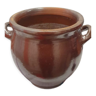 Copper dark brown stoneware pot
