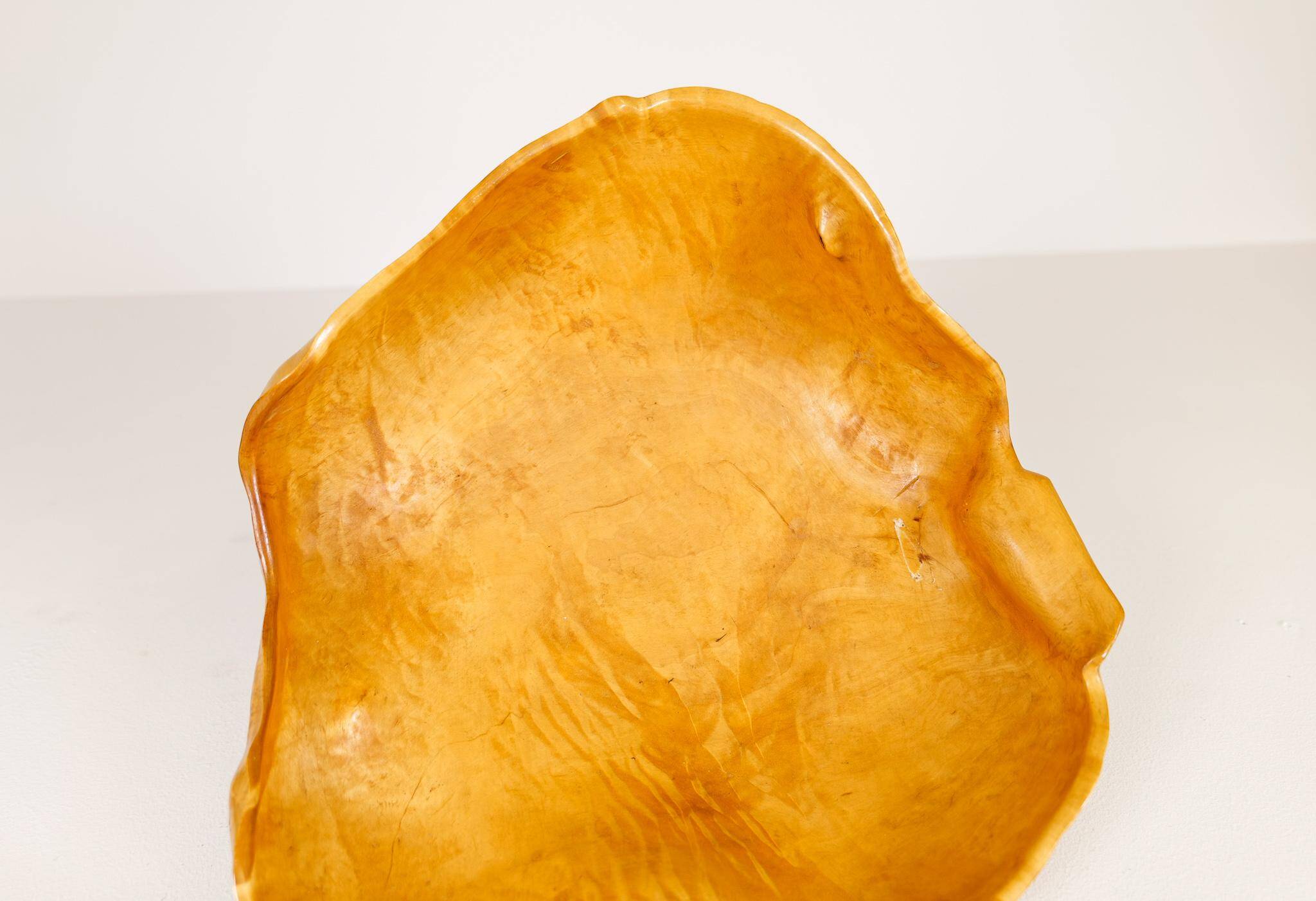 Large Organic Bowl in Curly Birch, Swedish Folk Art, 1962