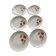 6 small porcelain plates and vintage orange and yellow flowers