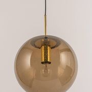 Large smoked glass ball pendant by Limburg with brass, Germany, 1970s.