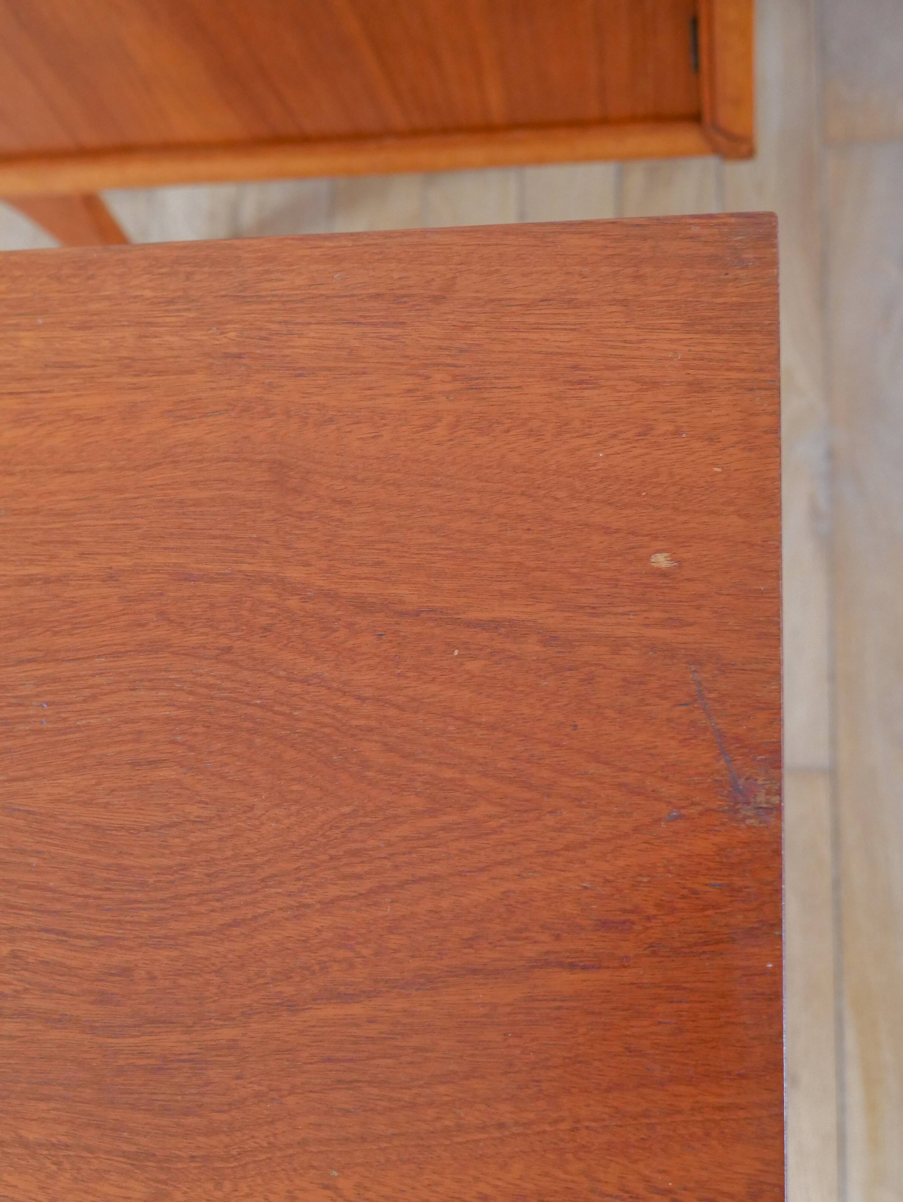 Scandinavian desk in black metal oak veneer, Modernist Design, 1960