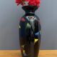 Black glass vase with red, green, blue and yellow details 1960s