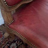 Regency 3-seater sofa in burgundy wood and leather