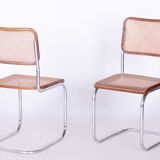 Restored Bauhaus Pair of Chairs, Robert Slezak, Chrome, Beech, Czechia, 1930s