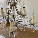 Lustre ancien cuivre et verre