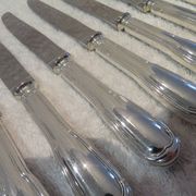 12 Christofle Chinon silver plated dessert knives, 19.7cm