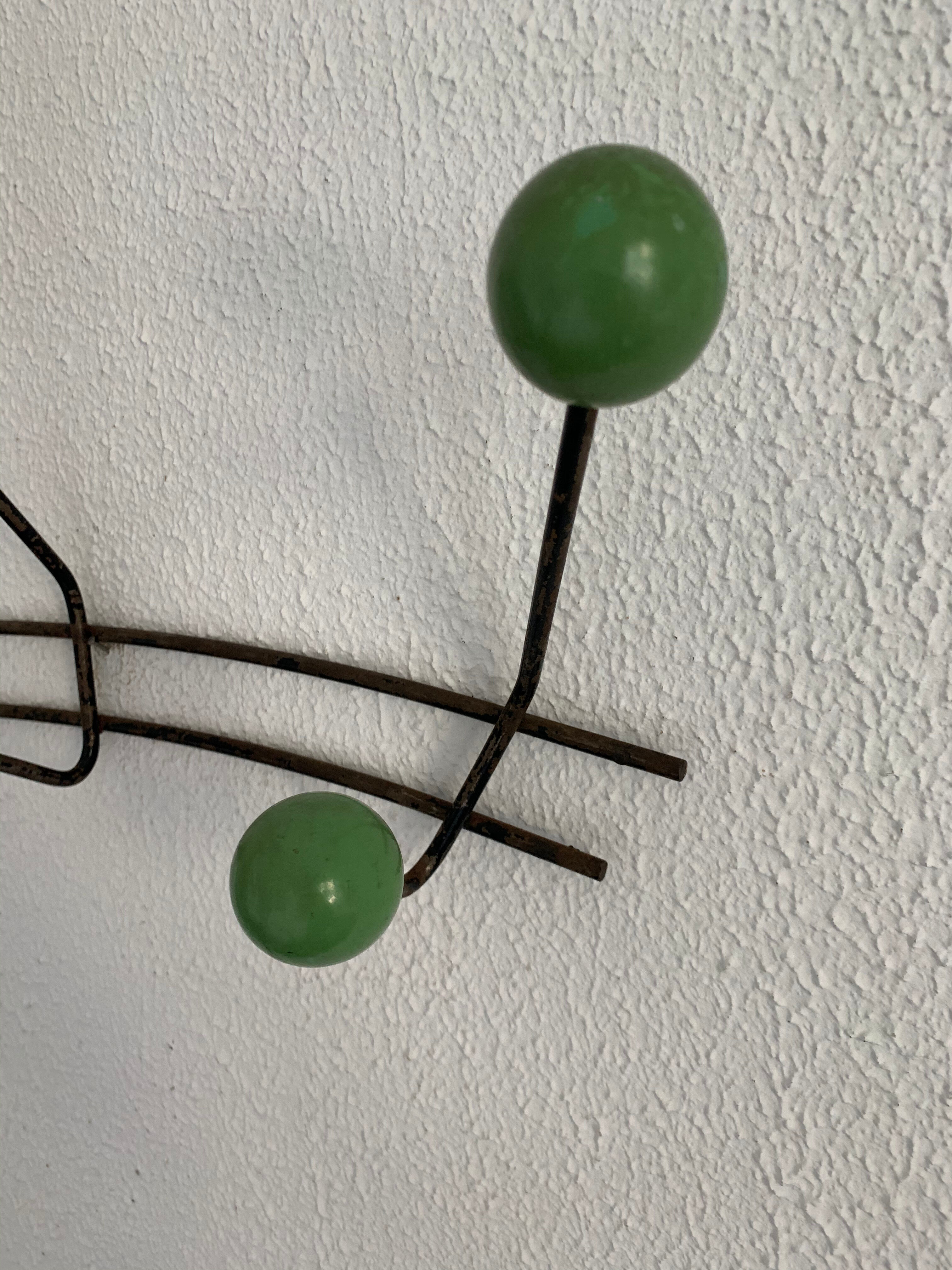 Vintage coat rack 1960 6 ball patères - 50 cm