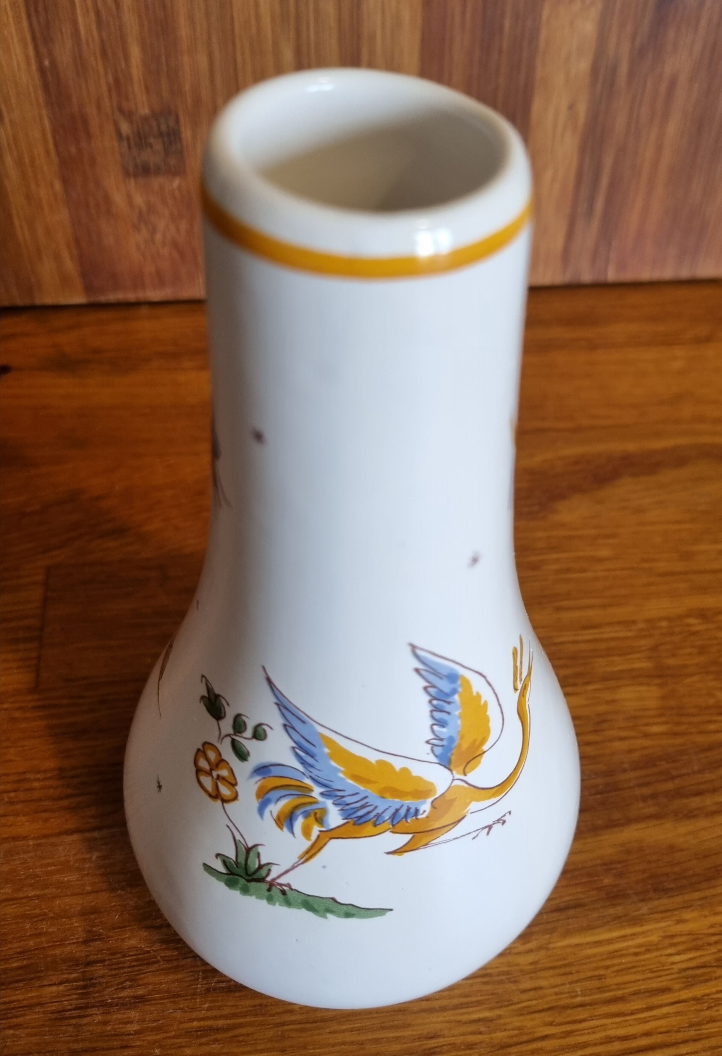 Faience soliflore vase old Moustiers décor