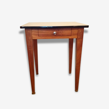 Petite table bureau vintage en chêne et formica des années 50/60
