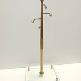Ensemble d'ustensiles de cheminée en laiton, fer et verre épais, attribué à Fontana Arte