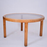 Rattan round dining table, 1970