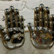 Pair of chrome ceramic hand bookends from the 70s and 80s