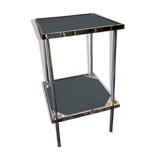 70s black glass and gold metal side table