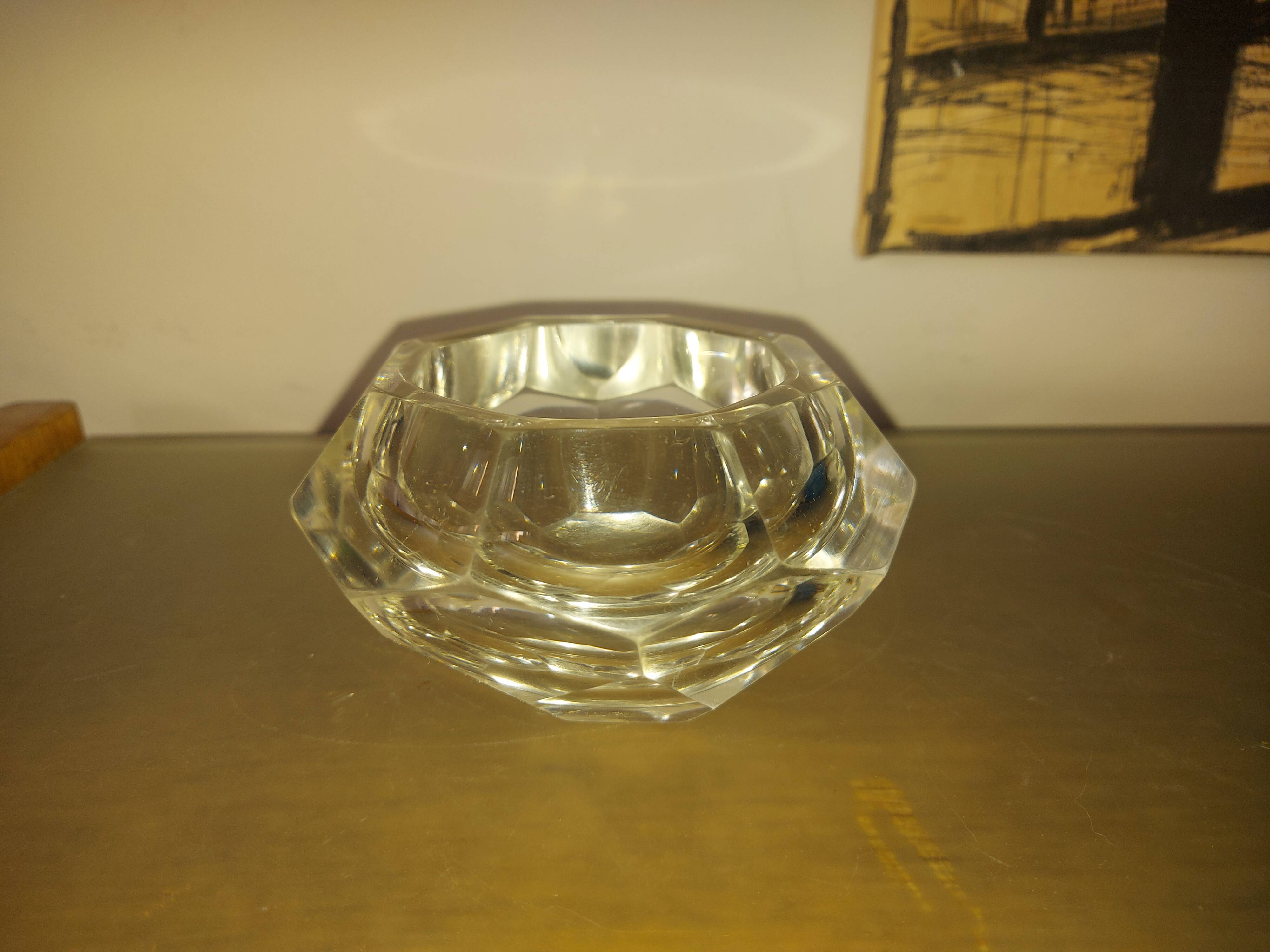 Vintage 70's faceted crystal ashtray