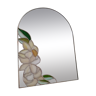 Mirror in the shape of an arcade with no vintage frame 30s pastel floral decoration in partitioned enamel 30x40cm