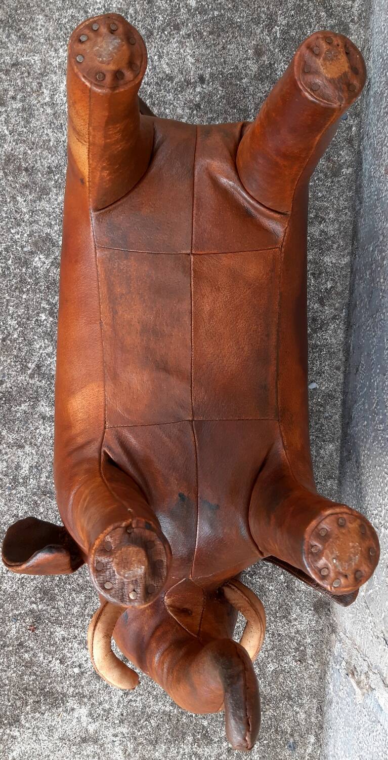 Leather footstool, Dimitri Omersa, 1950s