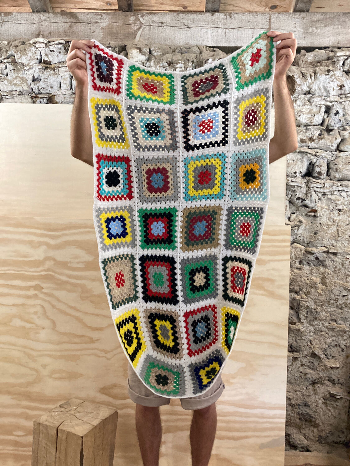 Plaid patchwork chair armchair flower wool vintage