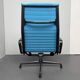 EA-124 office chair, aluminium chair, Hop Sak, turquoise blue, by Charles & Ray Eames for Vitra, Norway, 2000s. Swivel and tilt function.