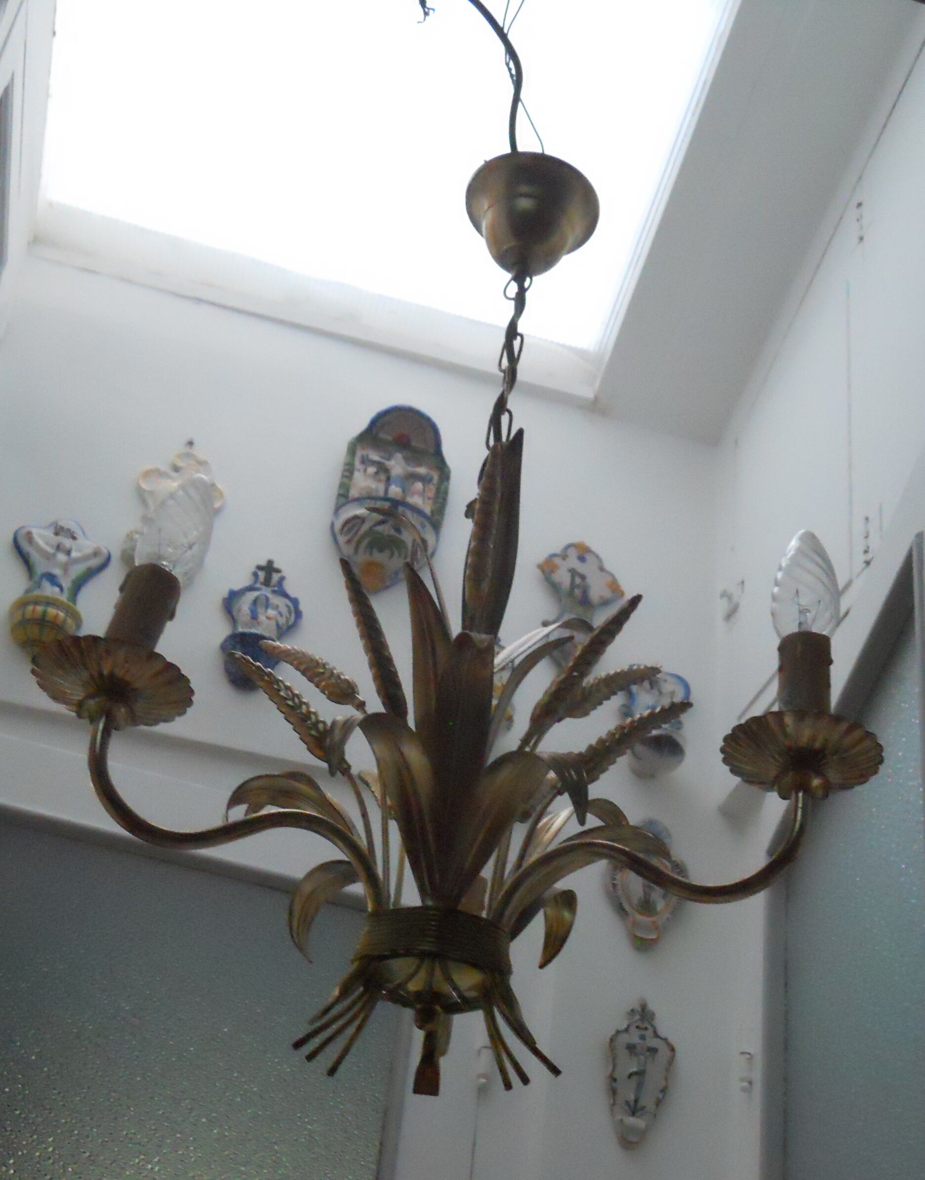 Chandelier epis de ble metal dore 3 lights