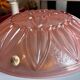 Vintage suspension Marguerite glass pink fabric cords Art Deco