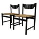 4 vintage dining room chairs with braided seat in wenge wood, 1970s
