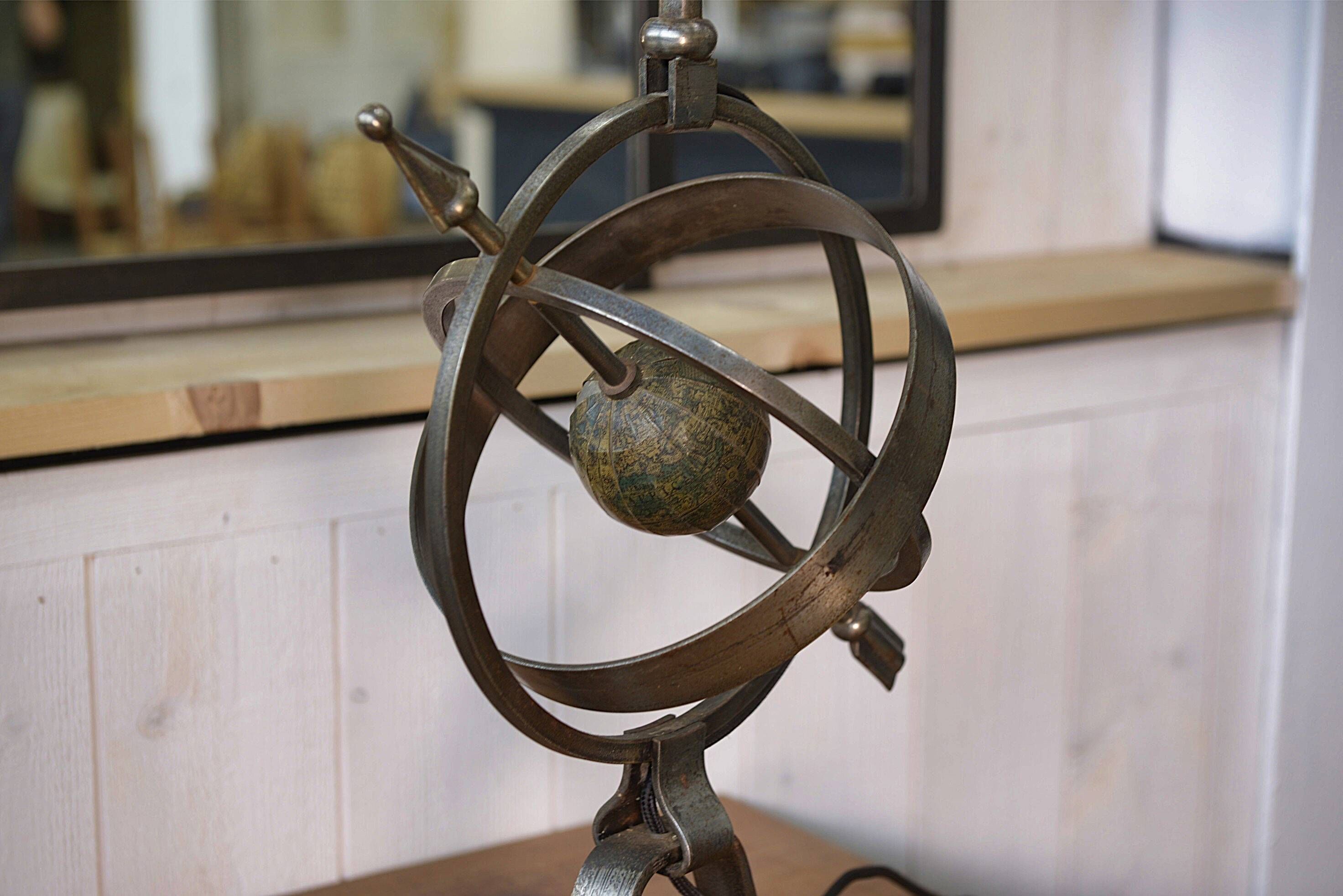 Neo-classical astrolabe lamp by Jean-Pierre Ryckaert 1960s