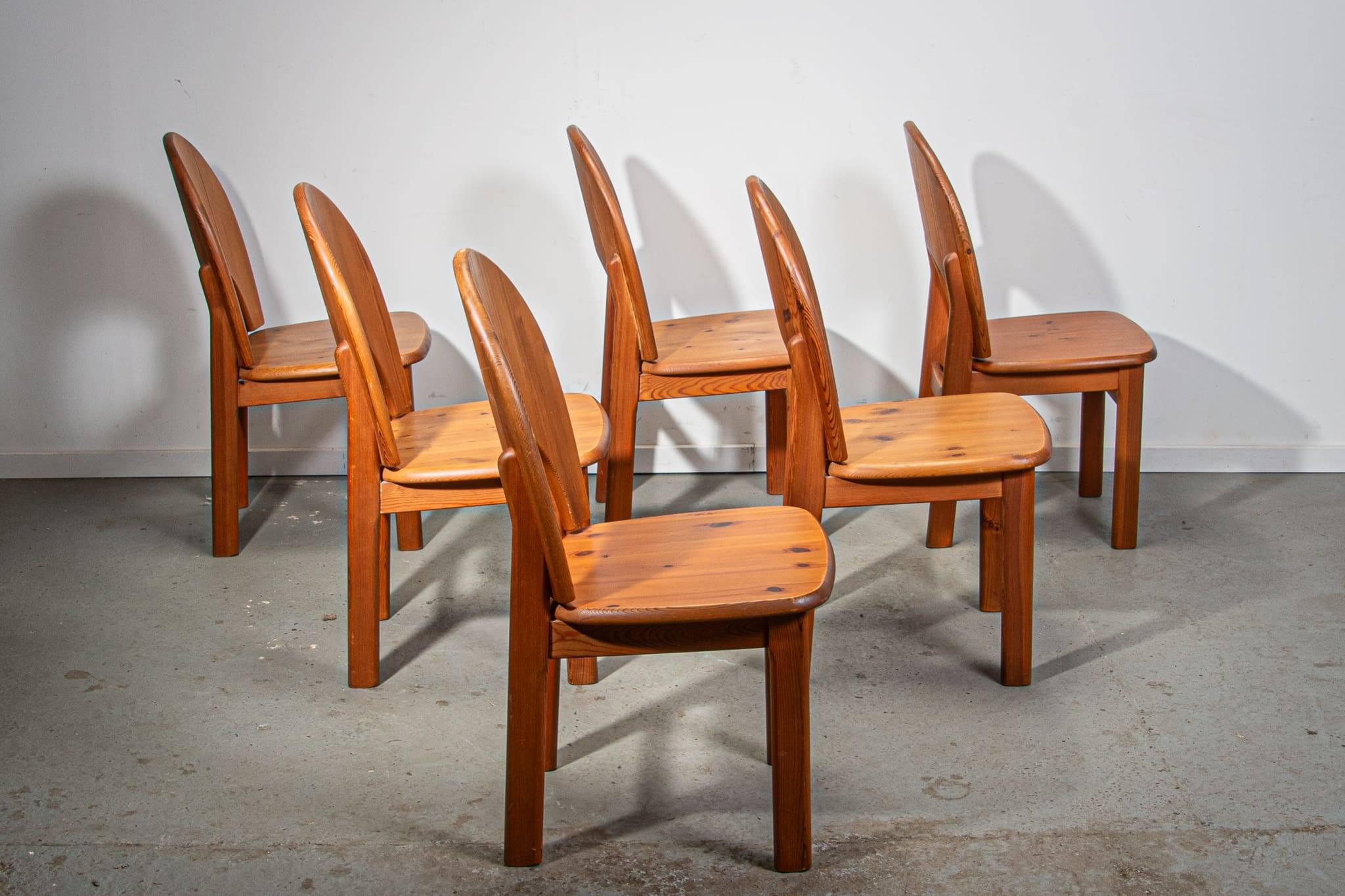 Ensemble de 6 chaises de salle à manger en pin par Ranier Daumiller