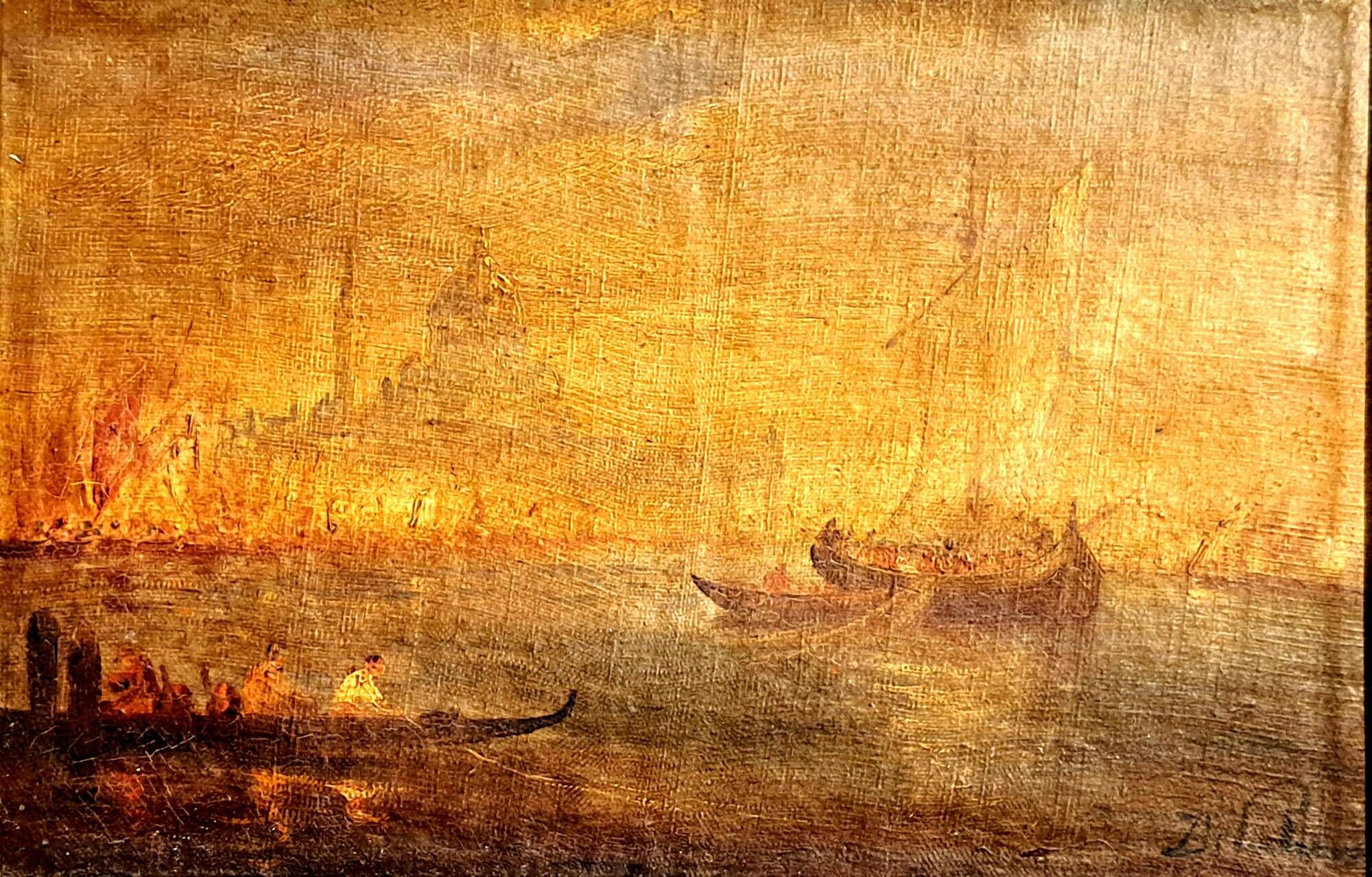Paire de tableaux impressionnistes, HST Marine orientaliste XIXème siècle