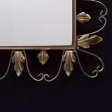Large arched mirror with acanthus leaves and scrolls in gold metal from deknudt, 1960s