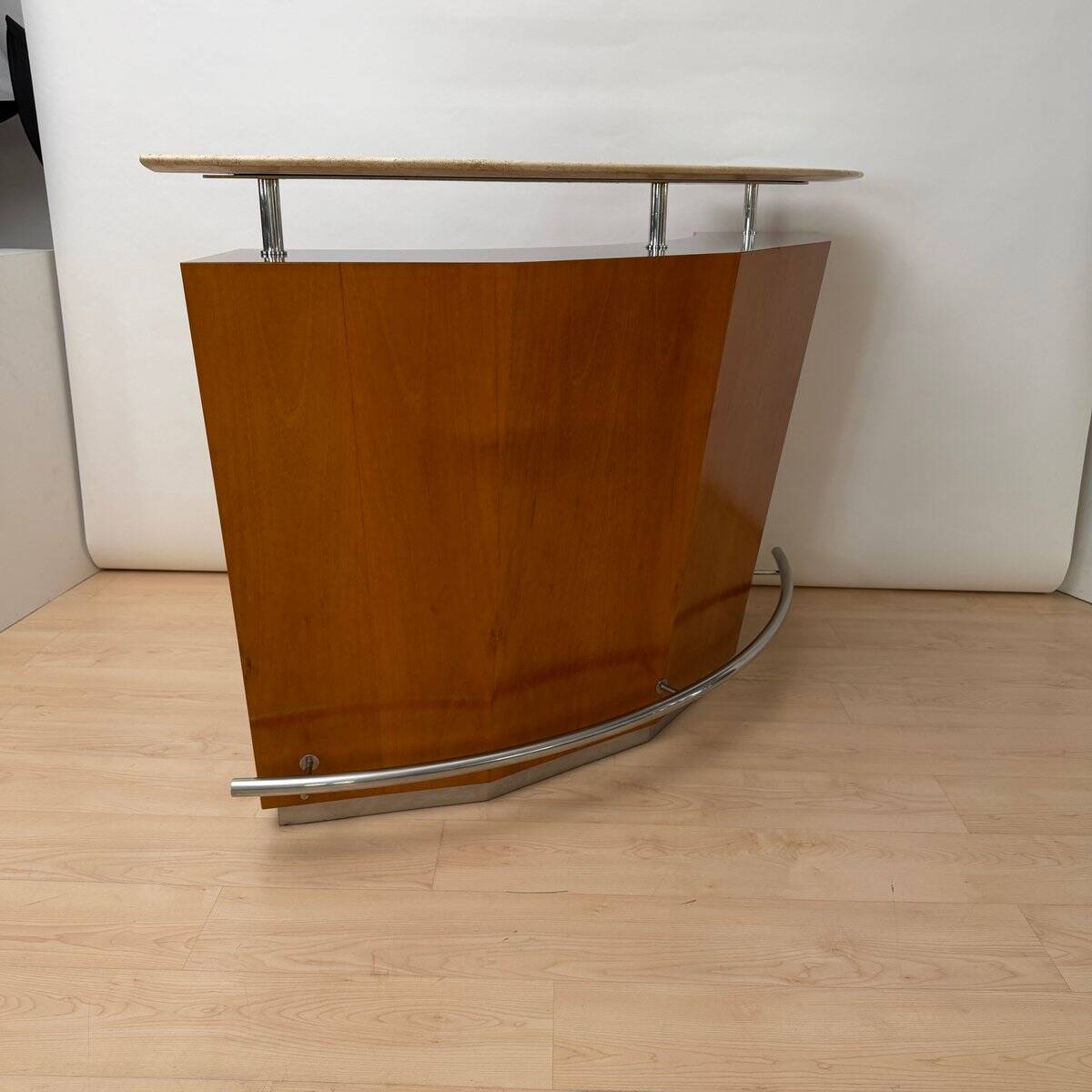 Mid-century bar in teak wood, metal and travertine, Italy, 1970