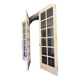 Triptych glass door with three panels featuring small panes. Vintage.