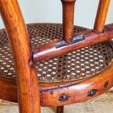 Chaise enfant en bois rond courbé cannée ancienne