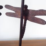 Pair of metal candlesticks, dragonfly