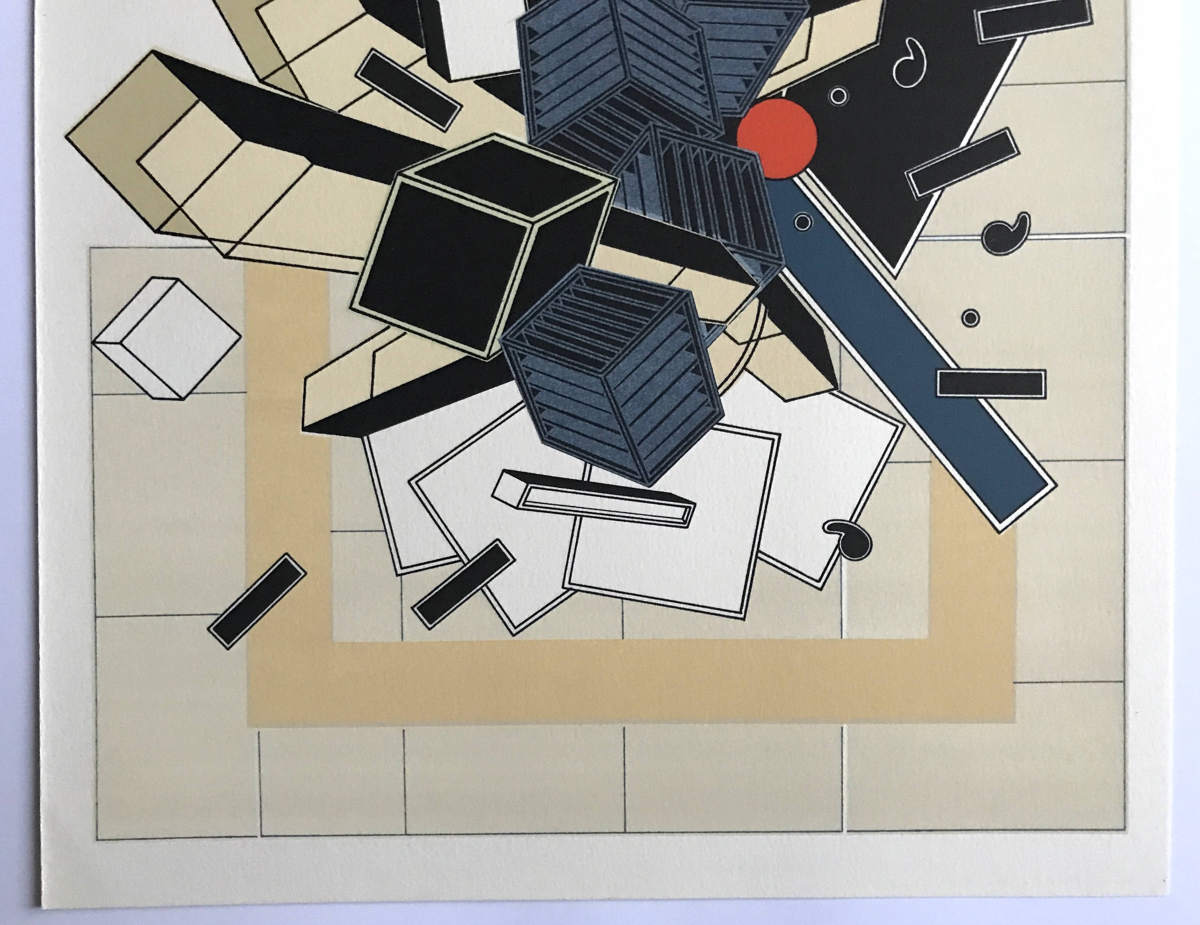 Set of 4 original lithographs by Alain Le Yaouanck 1978. The 4 elements.