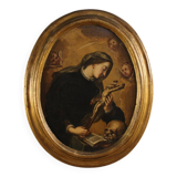 Antique oval painting of Saint Catherine of Genoa from the 17th century