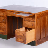 Restored Art Deco Solid Oak Writing Desk Made in the 1930s, Czechia
