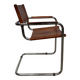 Vintage aluminum tube and tan leather armchair