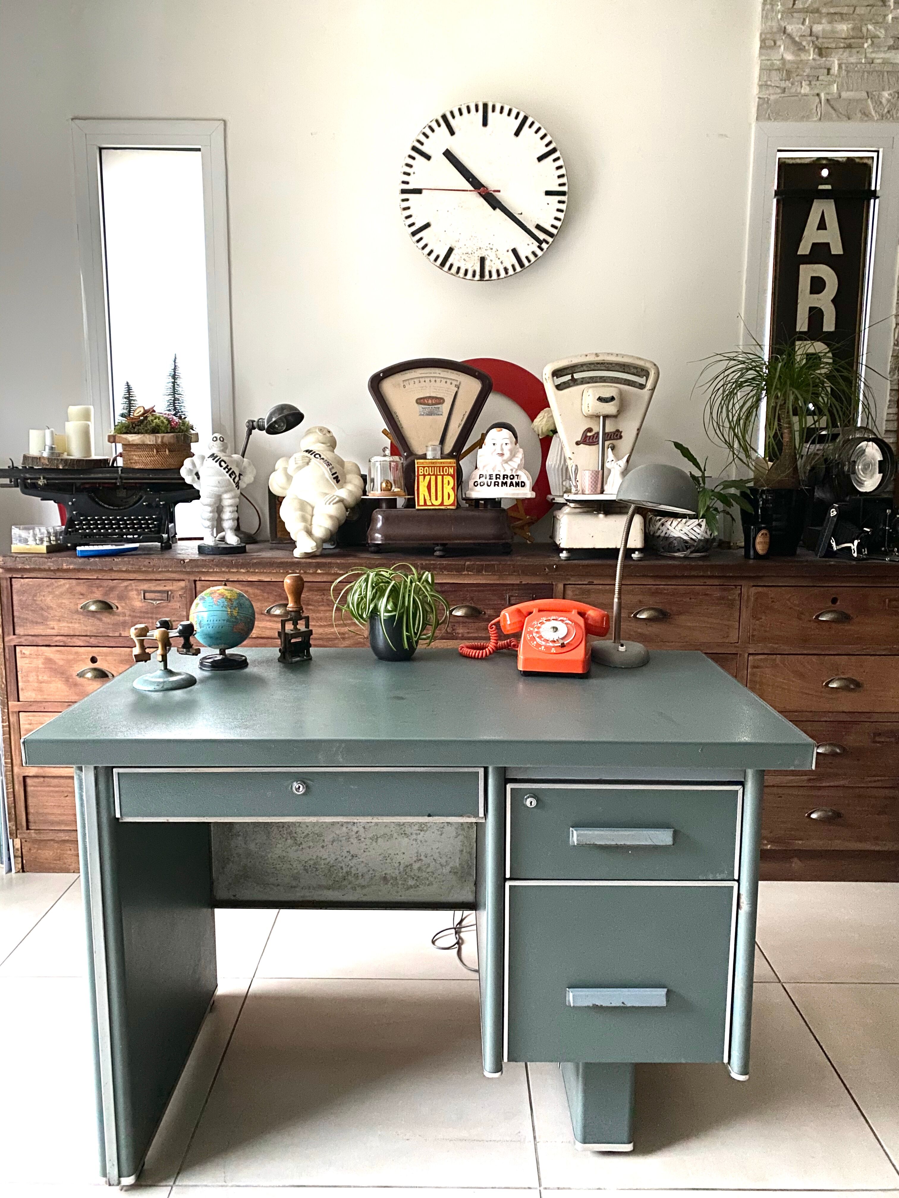 Vintage green metal industrial office