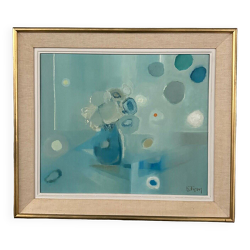 Huile sur toile nature morte XXe par B. Jyren