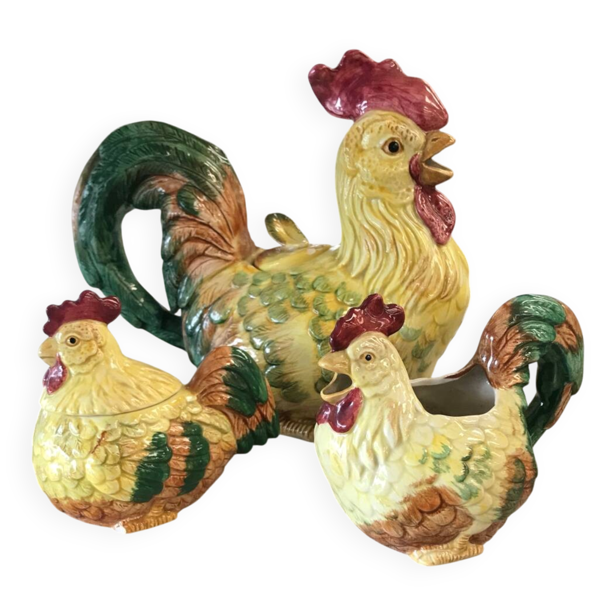 Set of candy and sugar boxes in slipware.