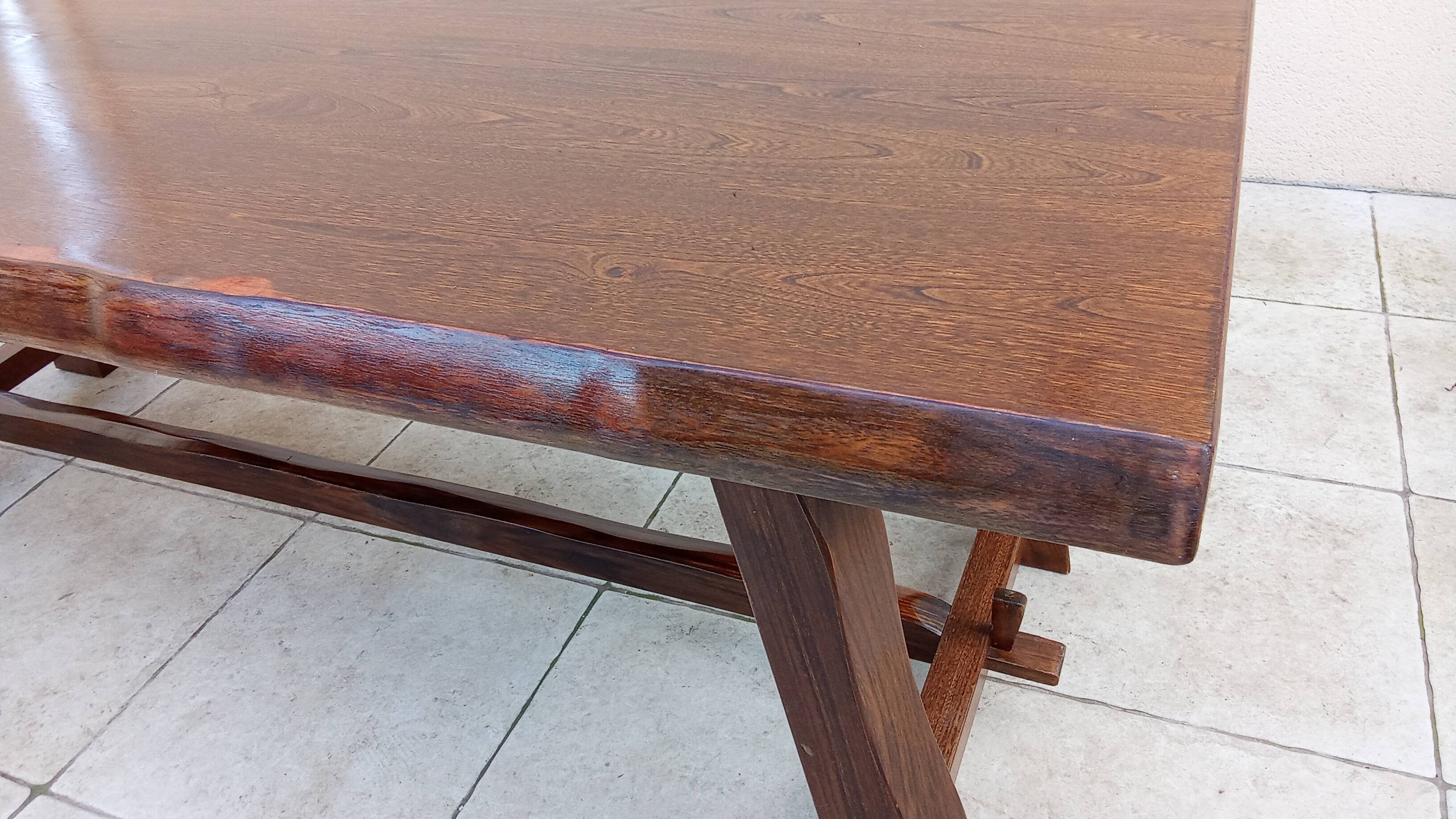 Vintage Scandinavian Brutalist Elm Farmhouse Table