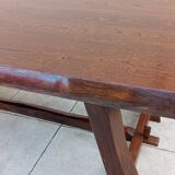 Vintage Scandinavian Brutalist Elm Farmhouse Table