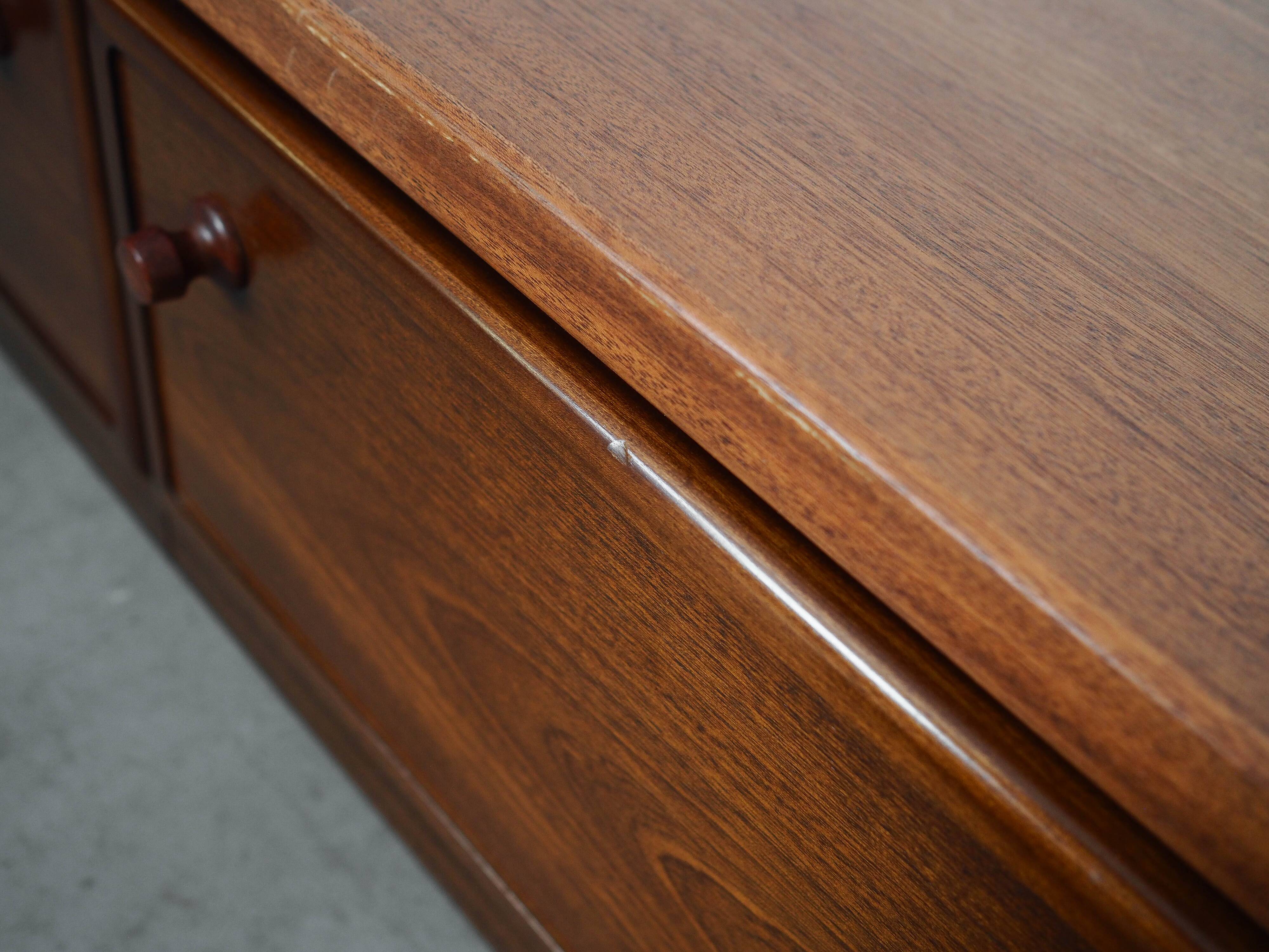 Low mahogany furniture, Danish design, 1970s, made in Denmark.