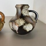 Set of Two Pottery Fat Lava Vases "Multi-Color" by Scheurich, Germany, 1970s
