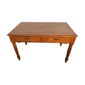 Solid oak desk with 2 drawers feet turned