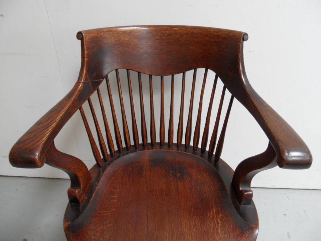 Antique oak office armchair