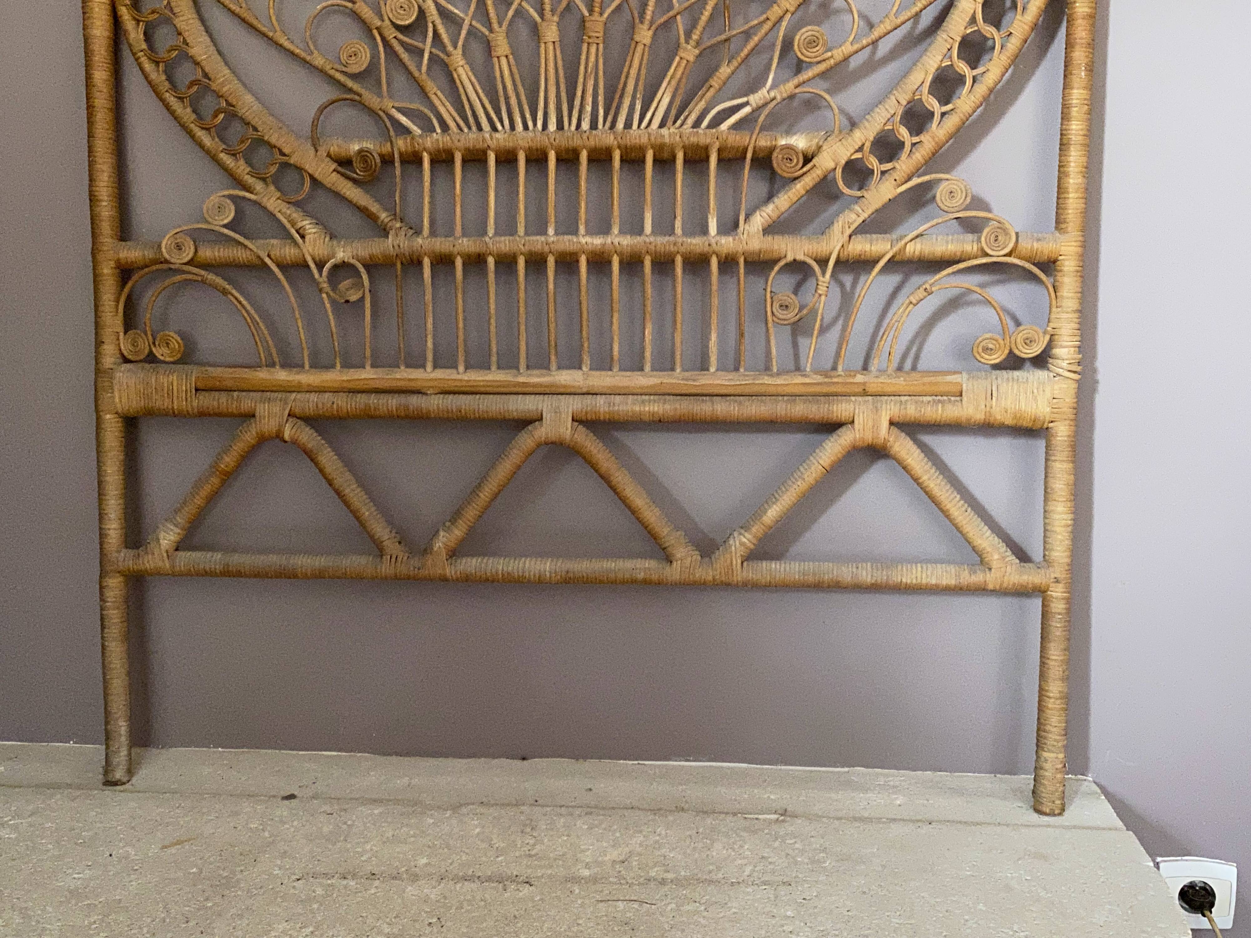 Rattan headboard peacock, 1970