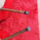 pair of vintage armchairs (red fur)