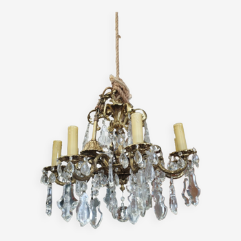 Bronze and glass chandelier