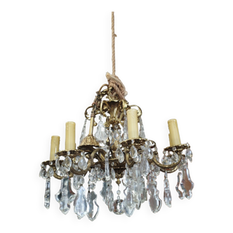 Bronze and glass chandelier